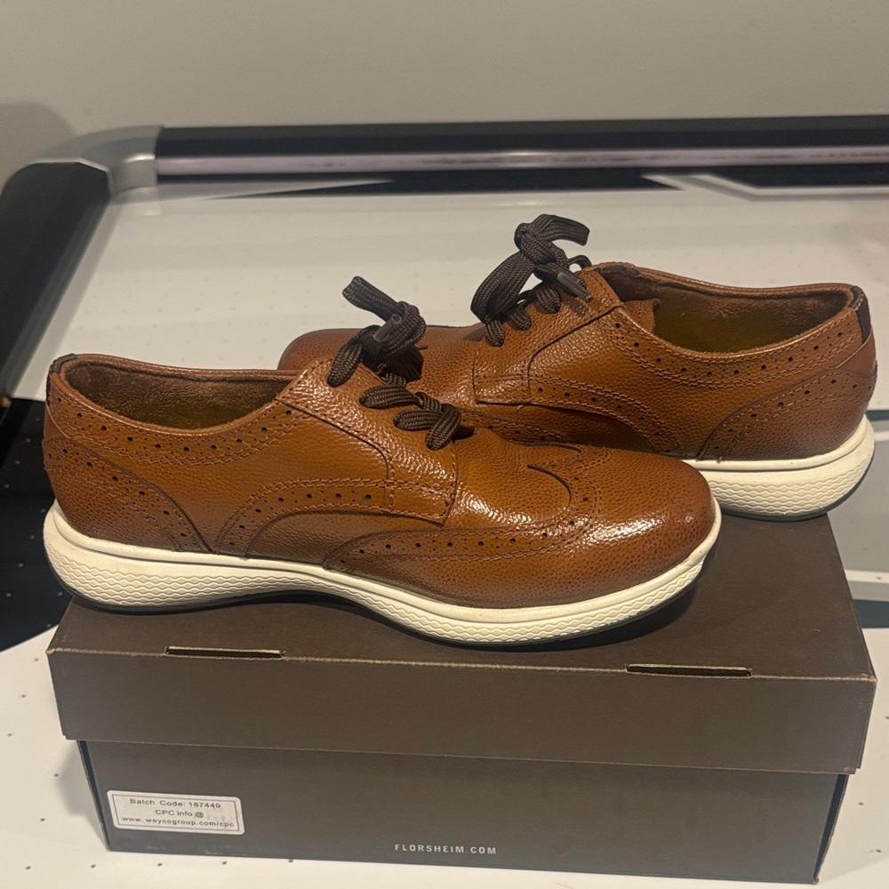 Florsheim Kids Tan Leather Oxfords